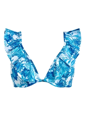 Vilebrequin Tahiti Flower-print ruffled-detail bikini top - Blue