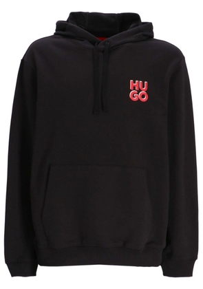 HUGO logo-print cotton hoodie - Black
