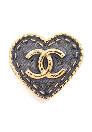 CHANEL Pre-Owned 1986-1988 CC heart brooch - Gold