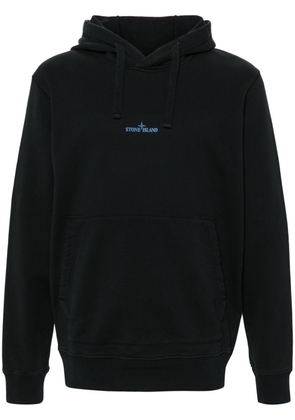 Stone Island logo-print cotton hoodie - Black