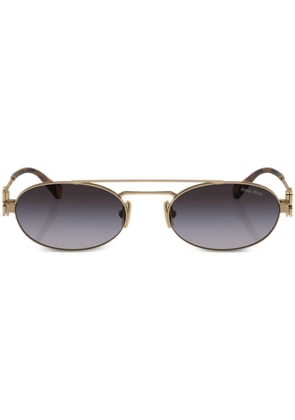 Miu Miu Eyewear logo-lettering oval-frame sunglasses - Gold