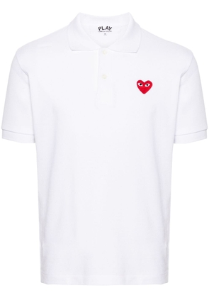 Comme Des Garçons Play Heart-patch piqué polo shirt - White