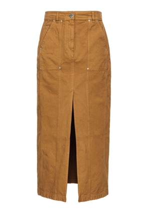 PINKO front-slit cotton midi skirt - Brown