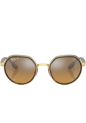 Ray-Ban x Scuderia Ferrari geometric-frame sunglasses - Gold