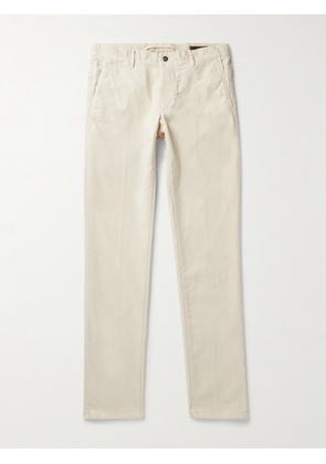 Incotex - Slim-Fit Garment-Dyed Cotton-Blend Twill Trousers - Men - Neutrals - UK/US 28