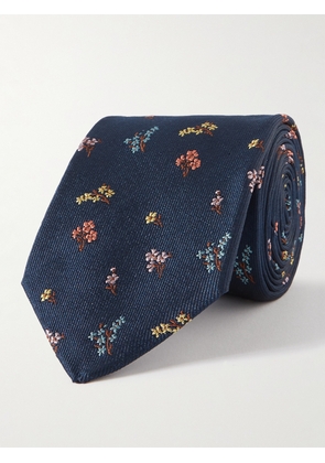 Paul Smith - 8cm Embroidered Silk-Faille Tie - Men - Blue