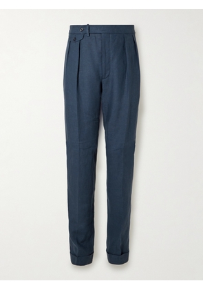 Ralph Lauren Purple Label - Gregory Straight-Leg Pleated Linen Suit Trousers - Men - Blue - UK/US 28
