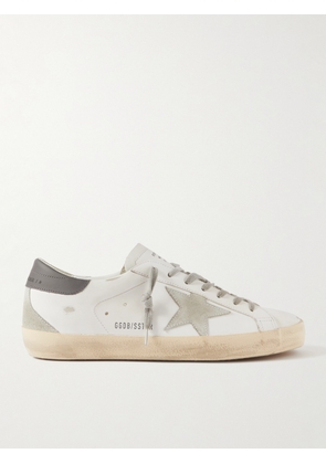 Golden Goose - Super-Star Distressed Suede-Trimmed Leather Sneakers - Men - White - EU 39