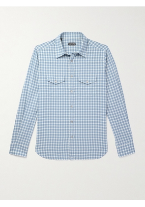 TOM FORD - Checked Cotton Western Shirt - Men - Blue - EU 39