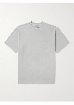 Carhartt WIP - Duster Garment-Dyed Logo-Embroidered Cotton-Jersey T-Shirt - Men - Gray - S