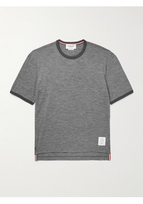 Thom Browne - Logo-Appliquéd Grosgrain-Trimmed Wool-Blend Jersey T-Shirt - Men - Gray - 1