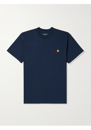 Carhartt WIP - American Script Logo-Embroidered Organic Cotton-Jersey T-Shirt - Men - Blue - S