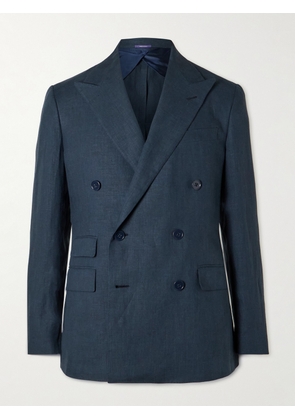 Ralph Lauren Purple Label - Kent Slim-Fit Double-Breasted Linen Suit Jacket - Men - Blue - UK/US 36