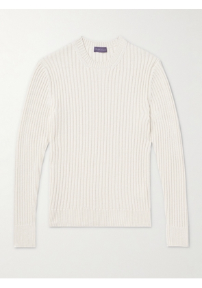 Ralph Lauren Purple Label - Slim-Fit Ribbed Mulberry Silk and Linen-Blend Sweater - Men - White - S