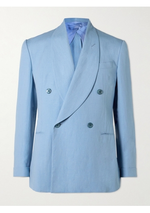 Ralph Lauren Purple Label - Kent Double-Breasted Silk and Linen-Blend Suit Jacket - Men - Blue - UK/US 36
