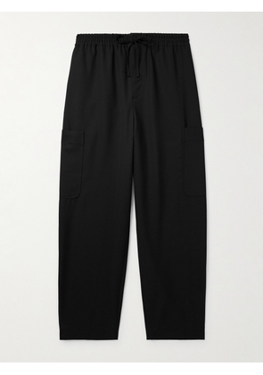 KENZO - Straight-Leg Logo-Appliquéd Cotton Drawstring Cargo Trousers - Men - Black - S