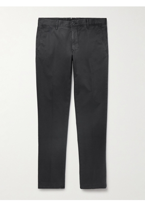 Incotex - Slim-Fit Stretch-Cotton Sateen Trousers - Men - Black - UK/US 28