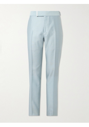 TOM FORD - Atticus Tapered Wool and Silk-Blend Twill Suit Trousers - Men - Blue - IT 48
