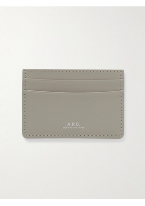 A.P.C. - Andre Logo-Print Leather Cardholder - Men - Neutrals