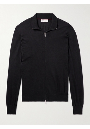 Brunello Cucinelli - Cashmere and Silk-Blend Zip-Up Sweater - Men - Black - IT 48