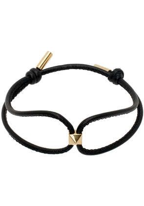 Valentino Garavani Black & Gold Rockstud Leather Bracelet
