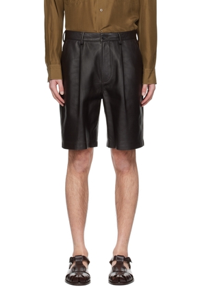 GANT 240 MULBERRY STREET Brown Pleated Leather Shorts