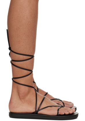 Ancient Greek Sandals Black String Sandals