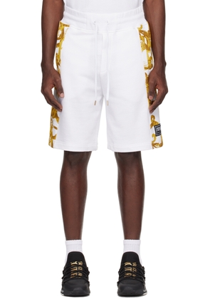Versace Jeans Couture White & Gold Watercolor Couture Shorts