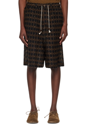 Glass Cypress Black & Brown Drawstring Shorts