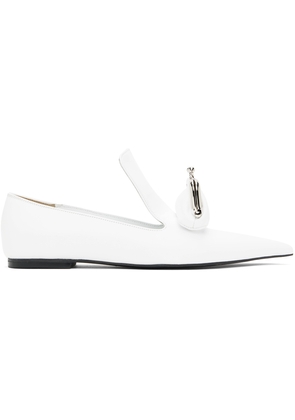 Pushbutton White Coin Purse Loafers