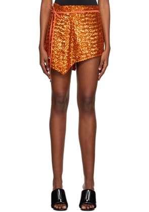 The Attico Orange Sequinned Miniskirt