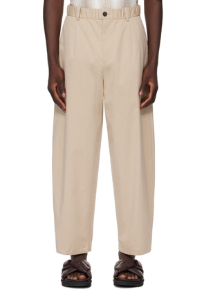 Solid Homme Beige Elasticized Trousers
