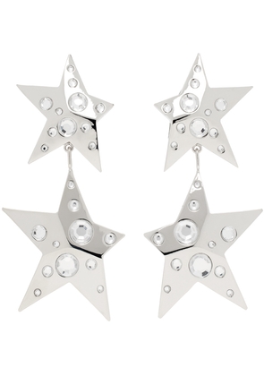 AREA Silver Crystal Star Drop Earrings