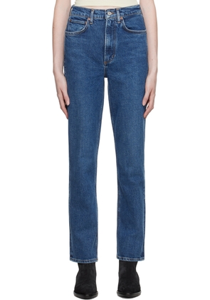 AGOLDE Blue High Rise Stovepipe Jeans