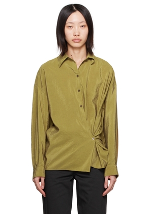 LEMAIRE Green Straight Collar Twisted Shirt