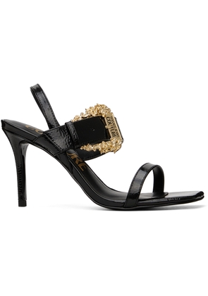 Versace Jeans Couture Black Baroque Emily Slingback Heeled Sandals