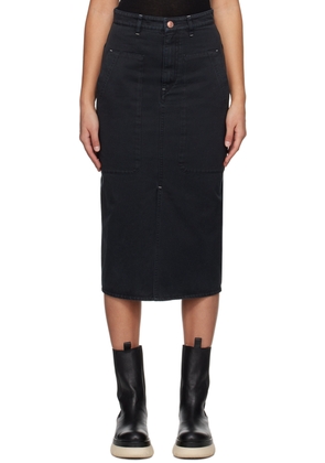 Isabel Marant Etoile Black Flozia Denim Midi Skirt