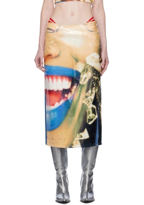 Diesel Multicolor De-Pra-Fsd Denim Midi Skirt