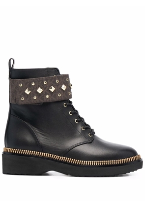 Michael Michael Kors Haskell studded logo leather boots - Black