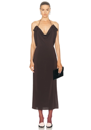 Magda Butrym Cowl Neck Long Dress in Brown - Brown. Size 34 (also in 36, 38, 40).