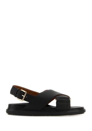 Marni Black Leather Fussbett Sandals