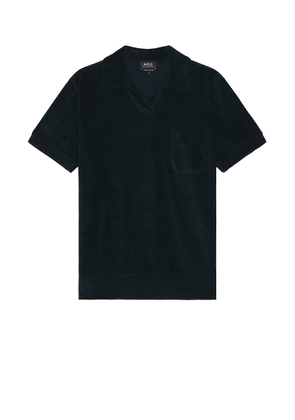 A.P.C. Toweling Short Sleeve Polo in Dark Navy - Navy. Size L (also in M, XL/1X).