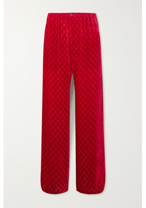 Gucci - Velvet Straight-leg Pants - Red - IT38,IT40,IT42,IT44