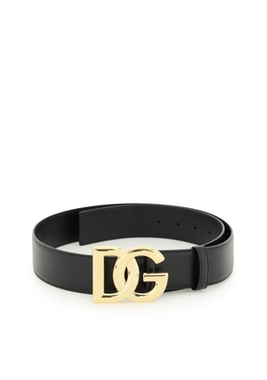 leather belt with logo buckle - 85 Black