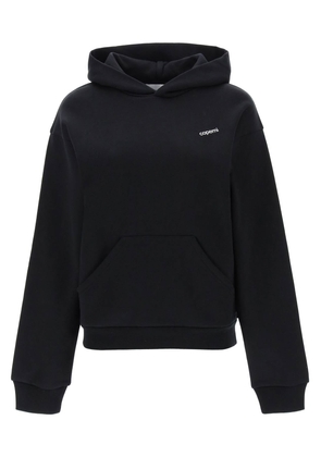 logo print hoodie - M Black