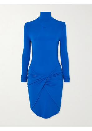 Off-White - Twist-front Printed Jersey Mini Dress - Blue - IT38,IT40,IT42,IT44,IT46