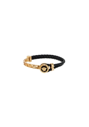 woven leather bracelet - L Black