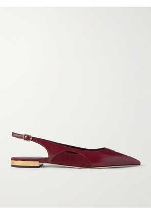 Chloé - Saada Suede-trimmed Leather Slingback Ballet Flats - Burgundy - IT35.5,IT36,IT36.5,IT37,IT37.5,IT38,IT38.5,IT39,IT39.5,IT40,IT40.5,IT41