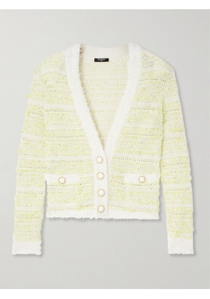 Balmain - Metallic Striped Cotton-blend Tweed Cardigan - Yellow - FR34,FR36,FR38,FR40,FR42,FR44