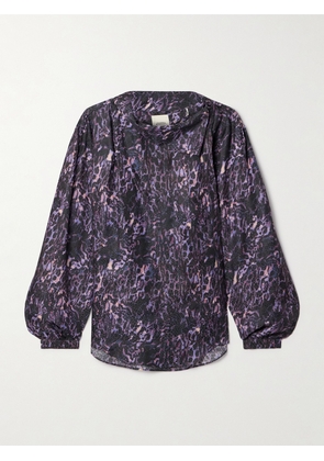 Isabel Marant - Muriel Draped Printed Satin-jacquard Shirt - Purple - FR34,FR36,FR38,FR40,FR42,FR44
